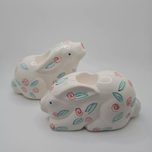Pier 1 Other - Vintage Pier 1 Imports Hand Painted Bunny Candle Holders